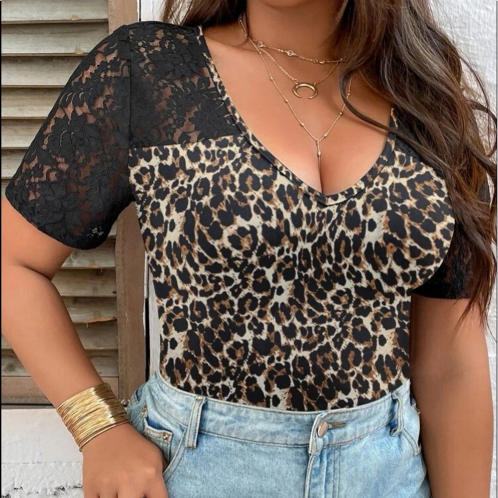 🆕 Leopard & Lace Bodysuit !!! Plus Size 2X Brand New!!!